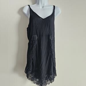 Intimately Free People Dress Womens XS Slip Black Lace Whimsigoth Y2K Boho Goth